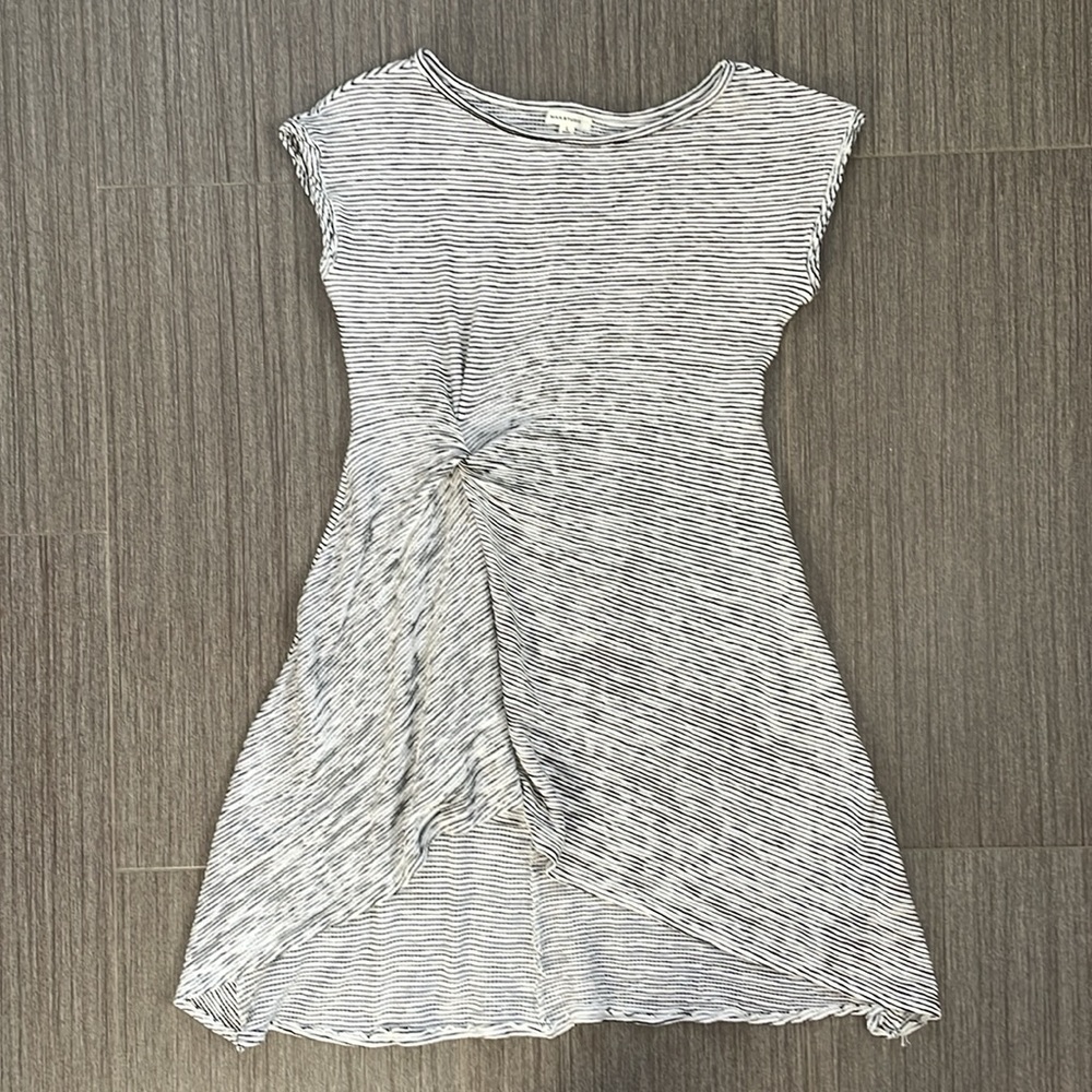 Max Studio Black/White Stripe Textured Twist Knot Hi Lo Dress L EUC - Picture 8 of 14